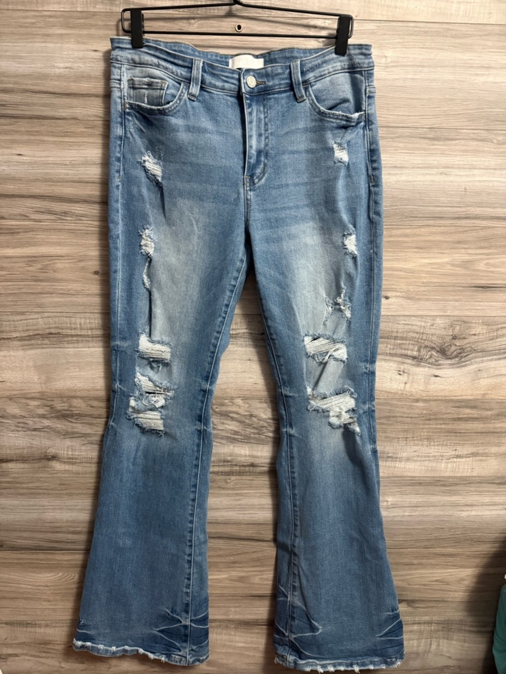 Vervet Blue Distressed Wide Leg Jeans